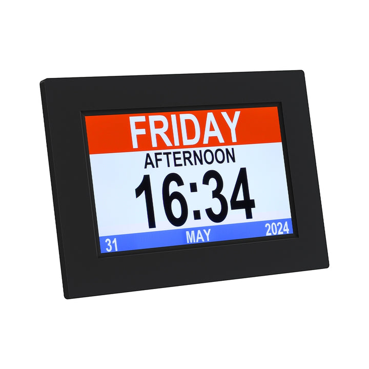 8" Digital Day Clock Calendar Alarm Black FREE DELIVERY