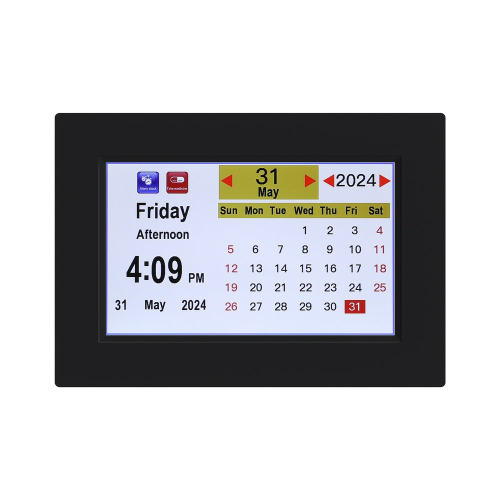 8" Digital Day Clock Calendar Alarm Black FREE DELIVERY
