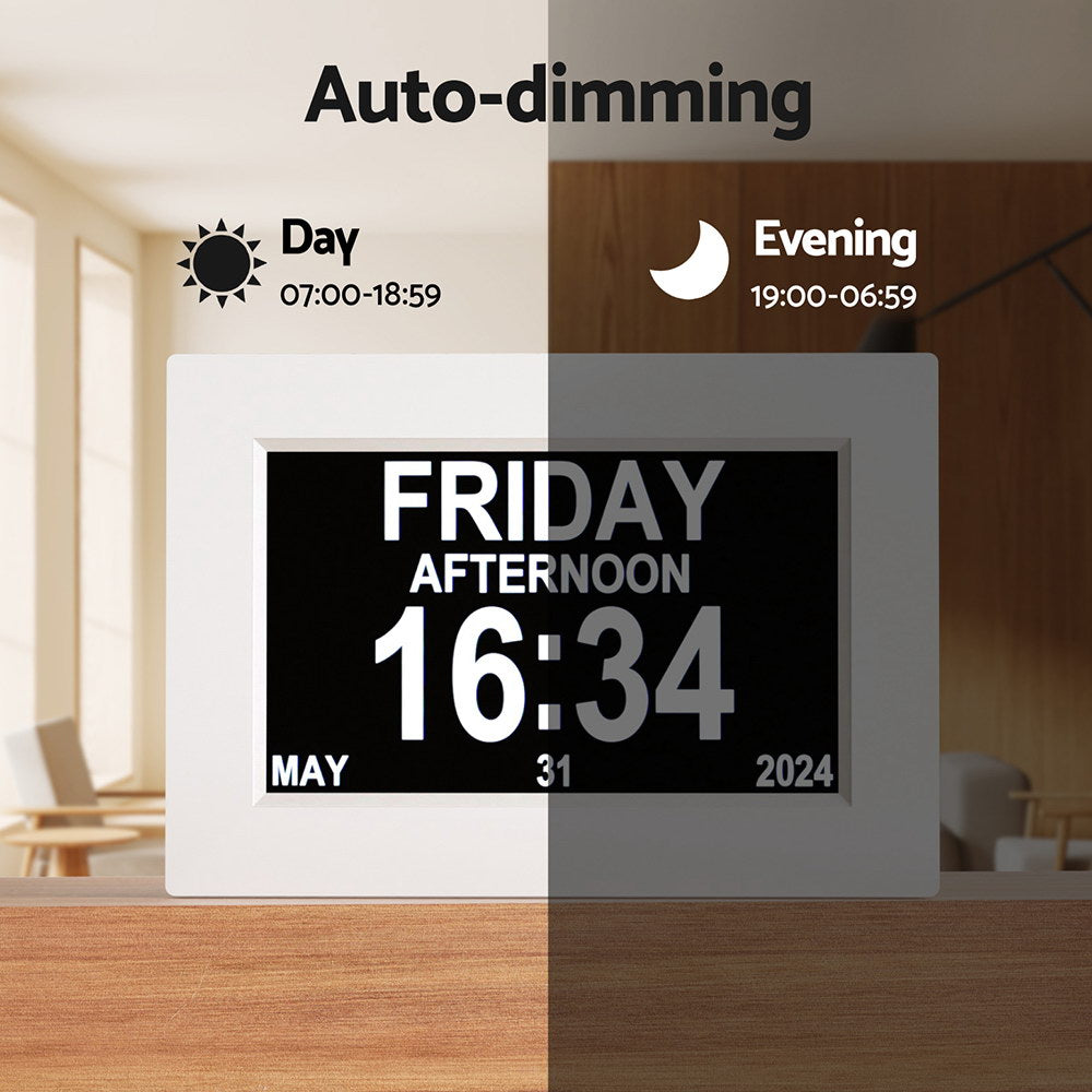 8" Digital Day Clock Calendar Alarm  FREE DELIVERY