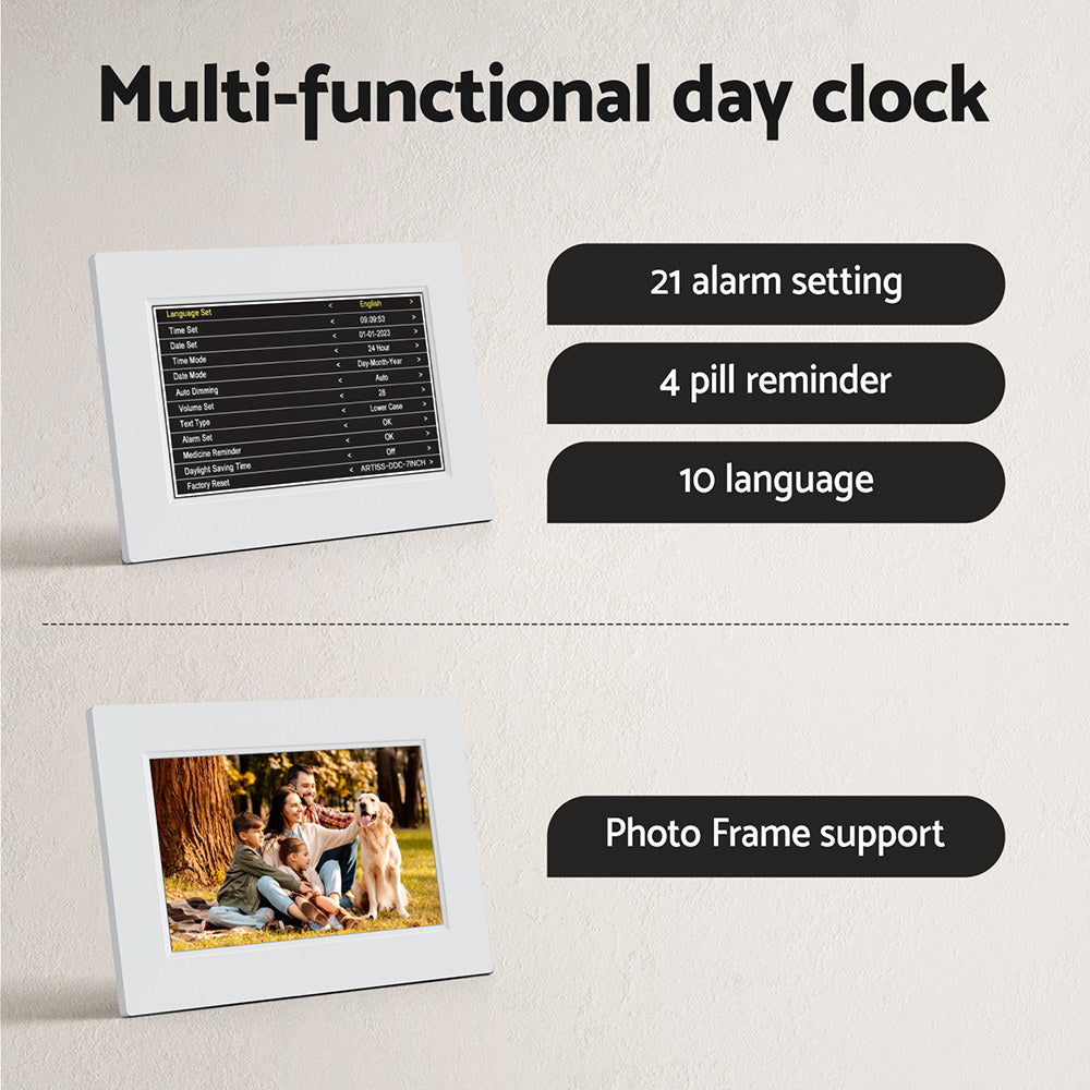 8" Digital Day Clock Calendar Alarm  FREE DELIVERY