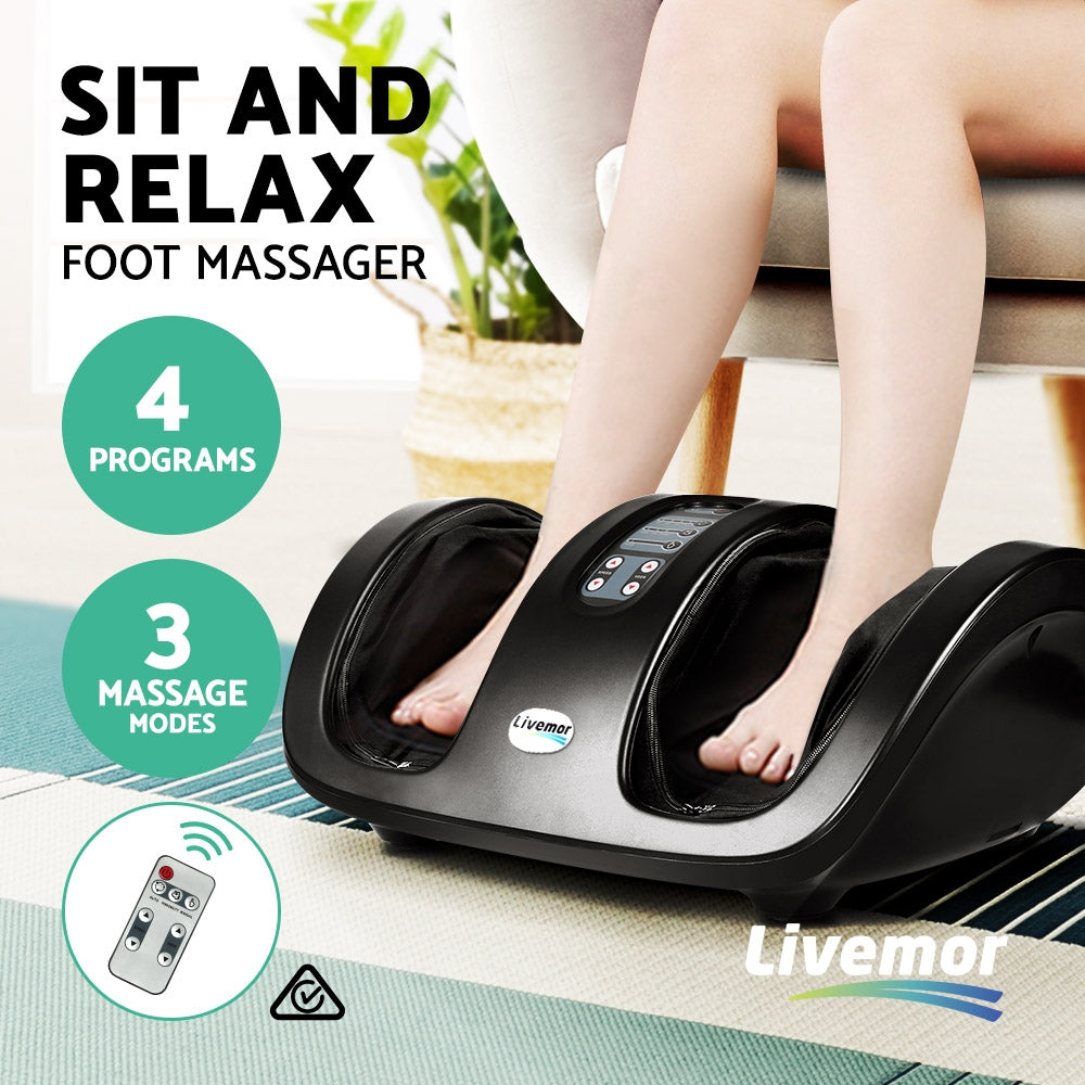 Person using a foot massager 
4 Programs
3 Modes
Remote Control