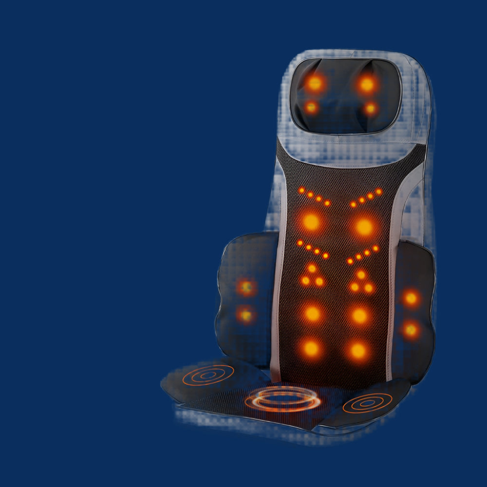 Massage chair pad Full back massage
2 Heating levels adjustment
6 Auto mode, 6 speed adjustments
Perfect for home, office, and car