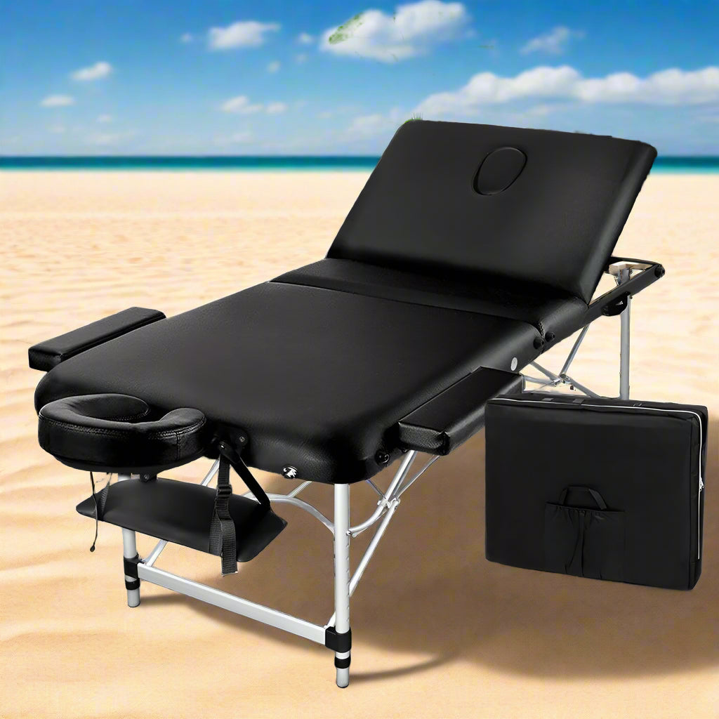 Black massage table with free carrying case 70cm wide
Lightweight and portable
Heavy duty frame