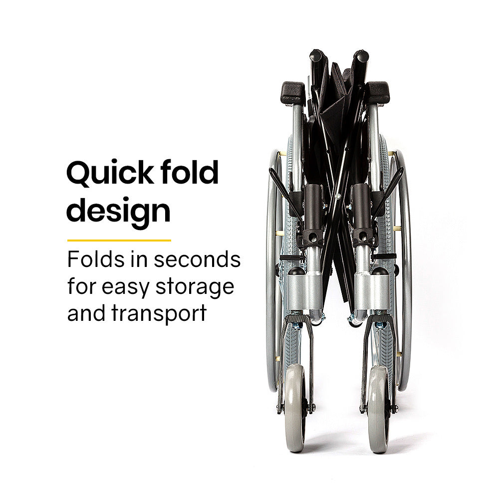 24 Inch Portable Folding Wheelchair 24" Mobility Wheel Chair Alloy, Senior Elderly Aid