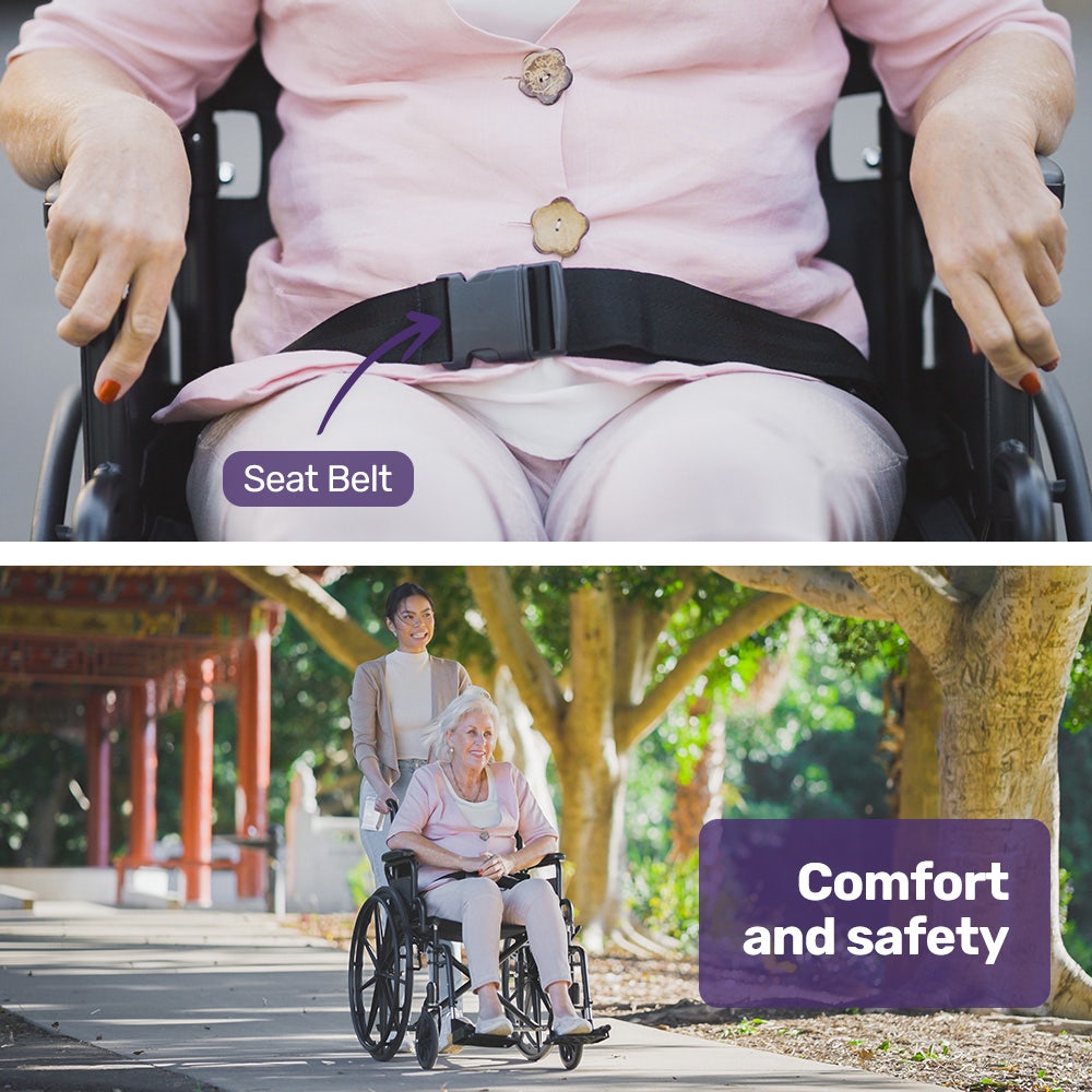 24 Inch Folding Wheelchair with Park Brakes, 136kg Capacity, 51cm Wide Seat, Black