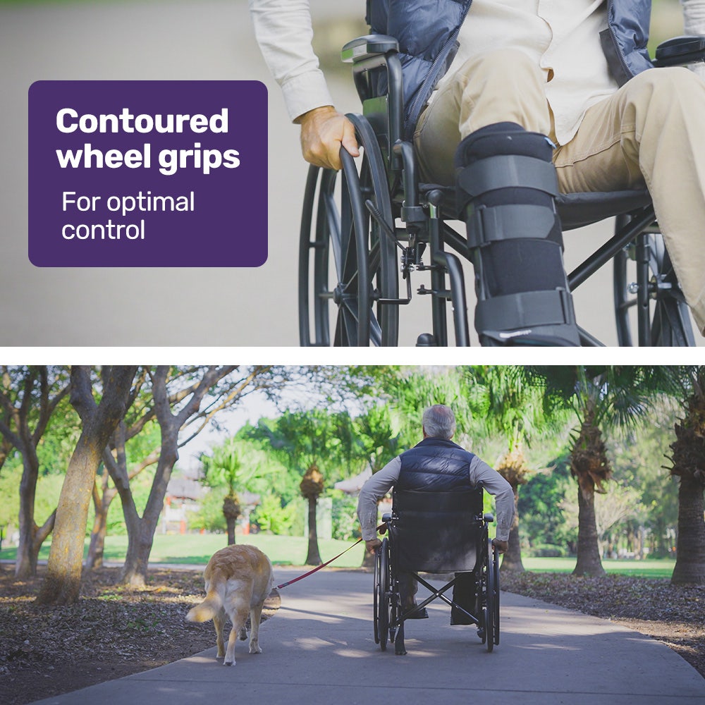 24 Inch Folding Wheelchair with Park Brakes, 136kg Capacity, 51cm Wide Seat, Black