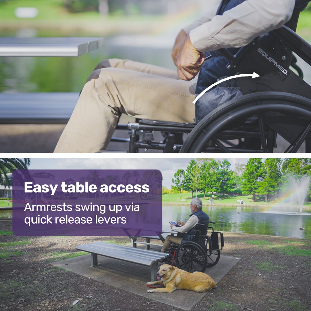 24 Inch Folding Wheelchair with Park Brakes, 136kg Capacity, 51cm Wide Seat, Black