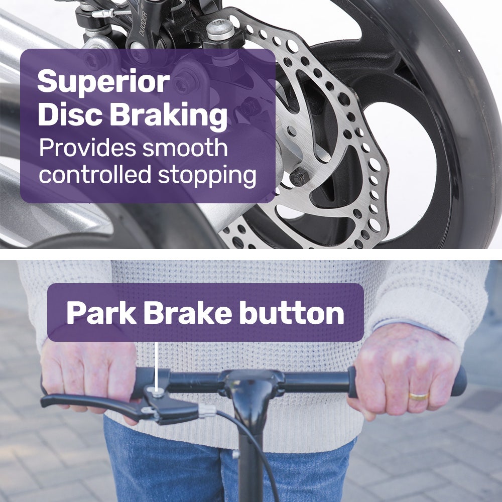 EQUIPMED Knee Scooter Walker, Disc Brake - Suspension Bag - Broken Leg Ankle Foot Mobility - Crutches Alternative -