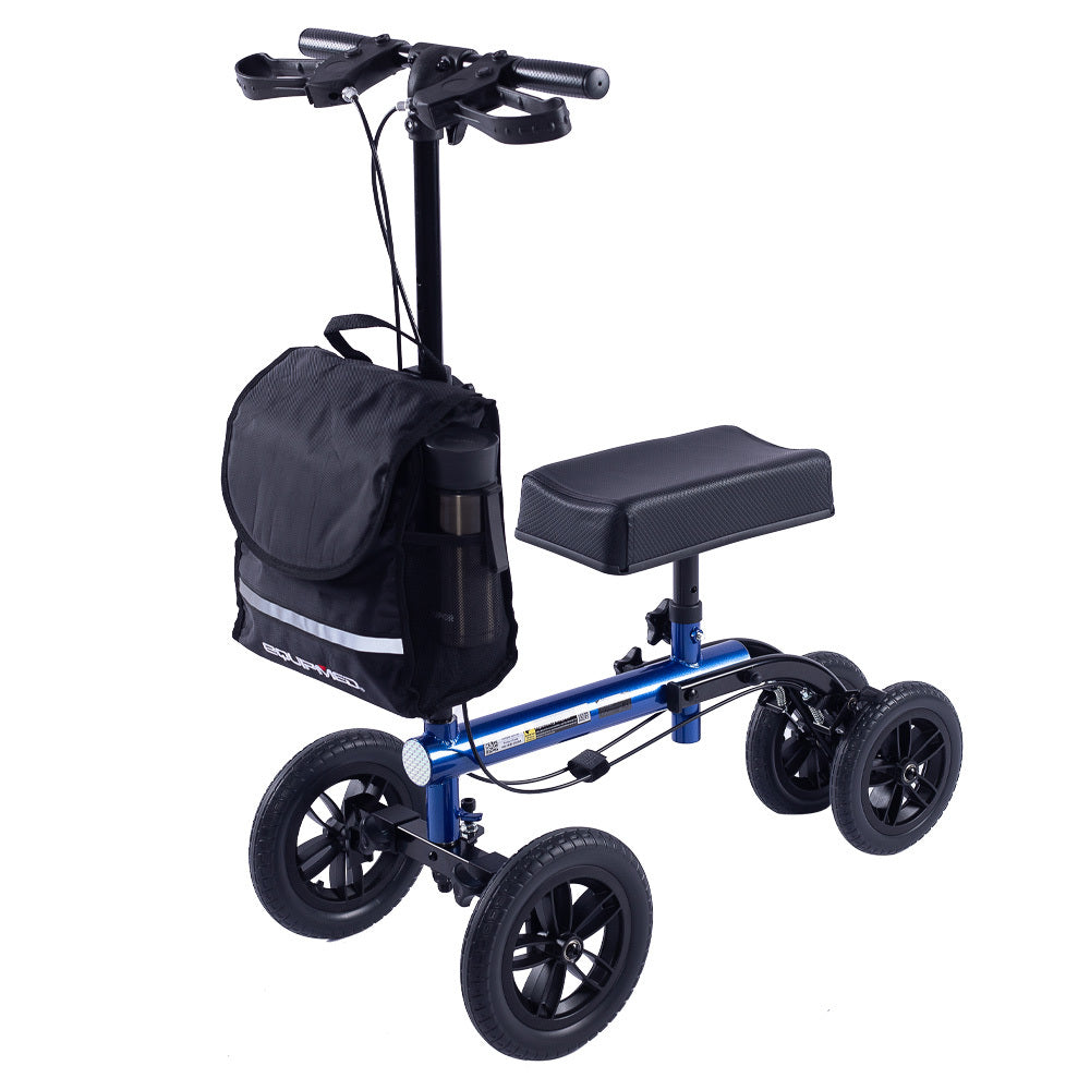 Knee Scooter, 10 inch Tyres Dual Brakes Bag - Crutches Alternative - Blue