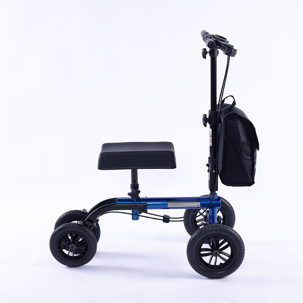 Knee Scooter, 10 inch Tyres Dual Brakes Bag - Crutches Alternative - Blue