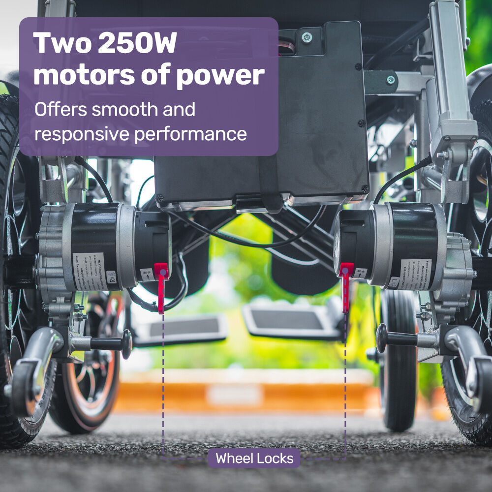 Power Electric Wheelchair, Long Range, Auto Recline, Lithium Battery, 16" Rear Wheels, Headrest, Folding, Grey/Black