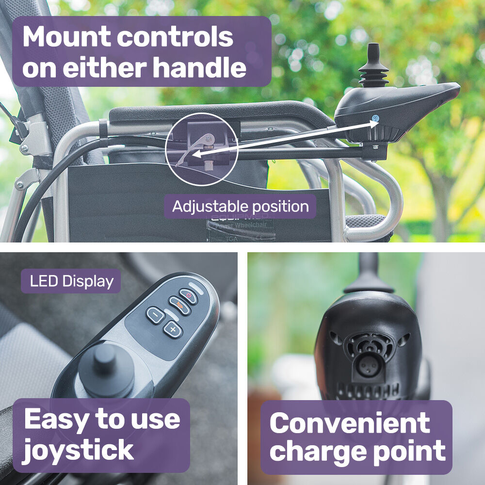 Power Electric Wheelchair, Long Range, Auto Recline, Lithium Battery, 16" Rear Wheels, Headrest, Folding, Grey/Black