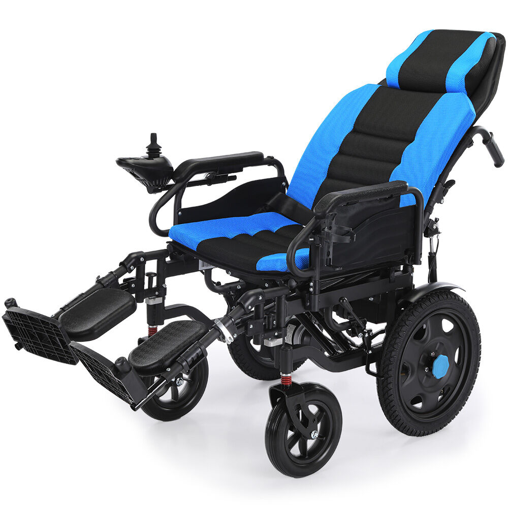 Blue and black Power Electric Wheelchair, Wide Bariatric Chair, Comfortable for S-XL
