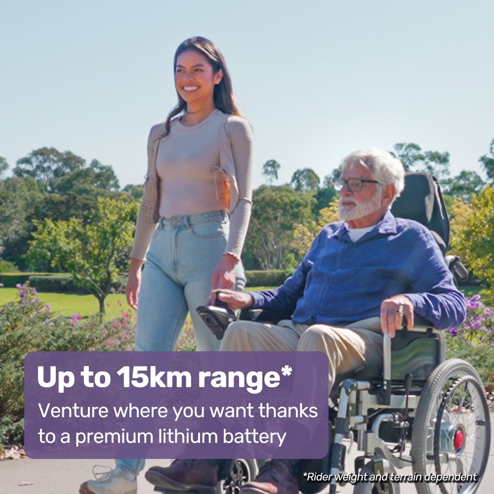 Full recline motorized wheelchair, approved by most airlines