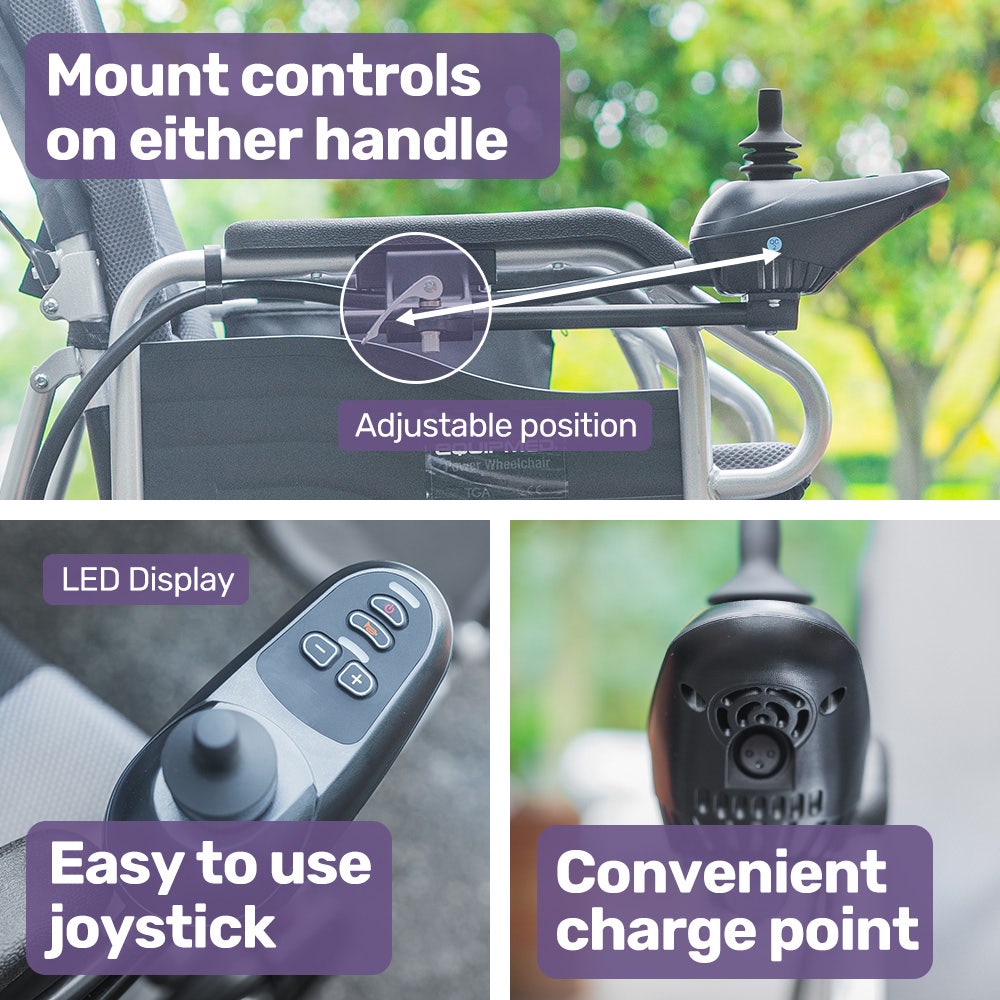 Power Electric Wheelchair, XL Wide Bariatric Chair Seat, Long Range, Airline Approved, Recline Adjustment, Lithium Battery, 22" Wheels, Headrest, Black