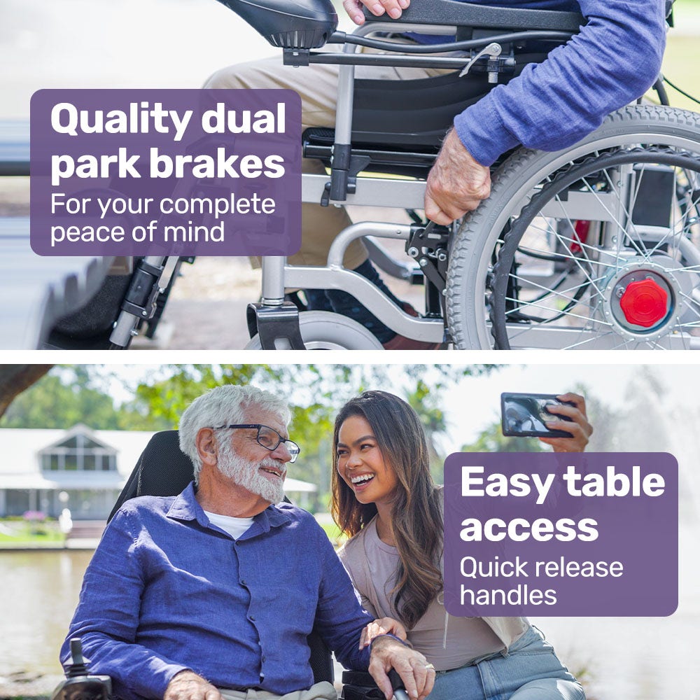 Power Electric Wheelchair, XL Wide Bariatric Chair Seat, Long Range, Airline Approved, Recline Adjustment, Lithium Battery, 22" Wheels, Headrest, Black