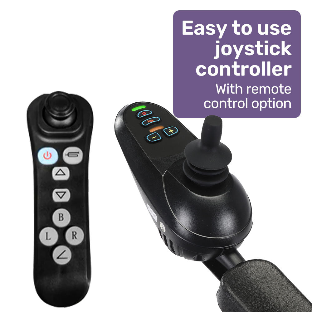 Power Electric Wheelchair, Long Range, Alloy, Remote Control, Lithium Battery, Black/Silver