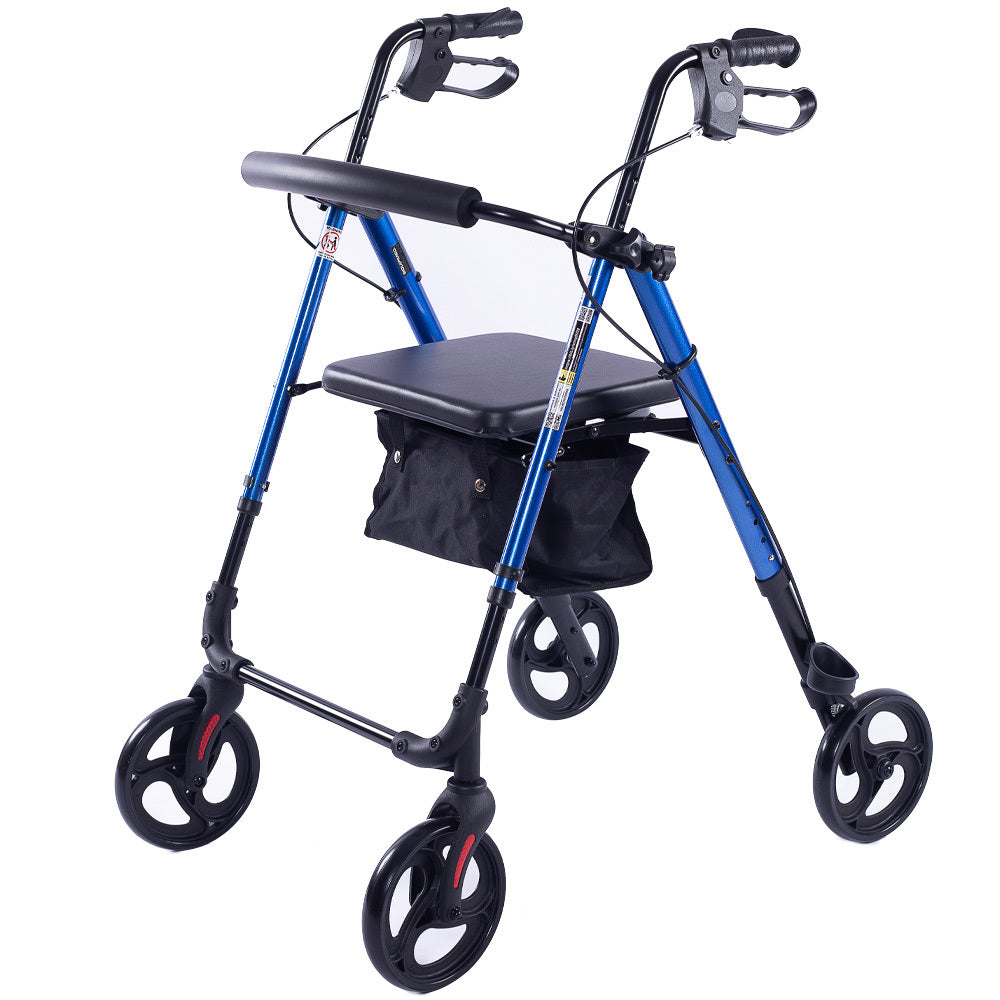 Ergonomic, light weight  blue and black walker with a seat for Mobility