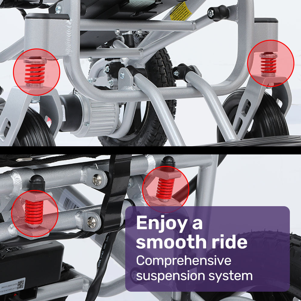 Ultra-Light Power Wheelchair, Tight Turning Electric Motorised Wheel Chair, Folding, ARTG Certified, Aluminium Frame, Lithium Battery, Brown