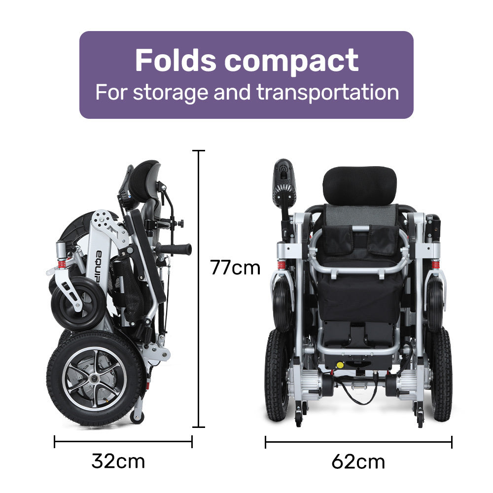 Power Electric Wheelchair, Folding, ARTG Certified, Recline Adjustment, Headrest, Aluminium Frame, Lithium Battery, Folding