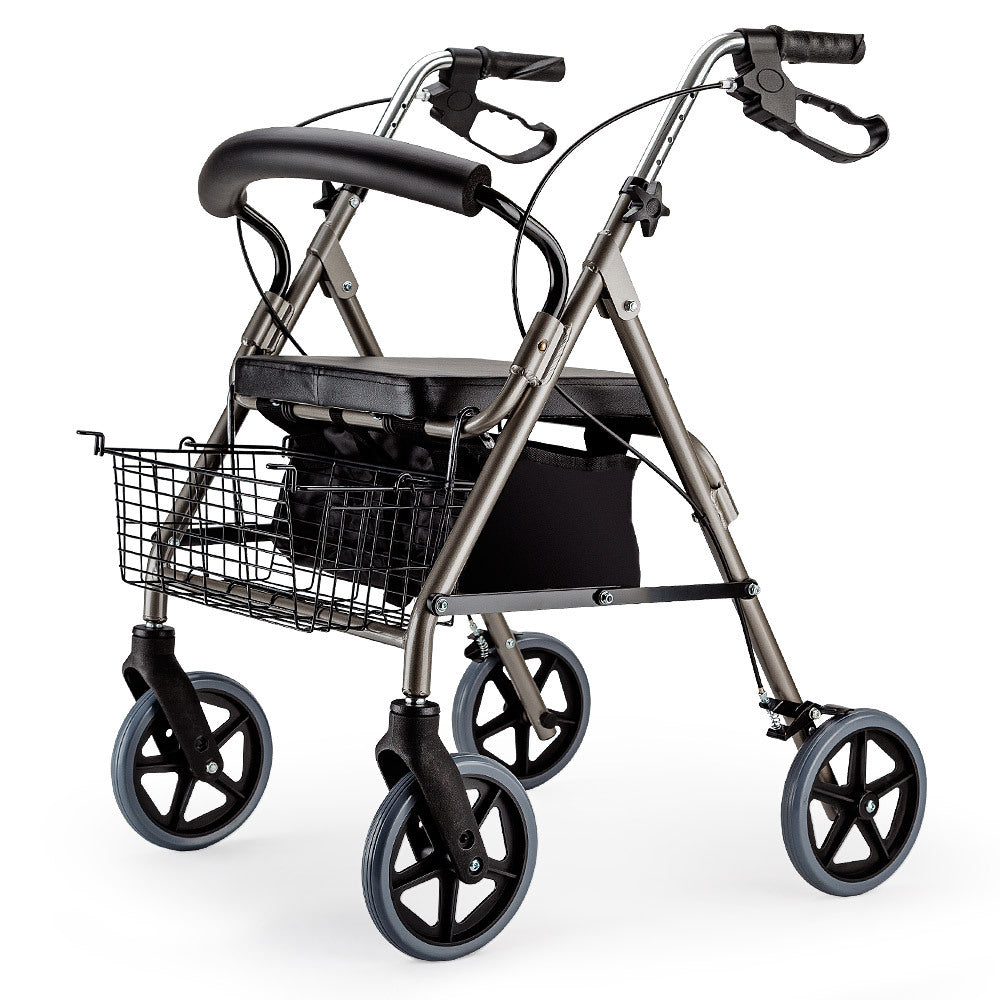 Rollator with basket on a white background