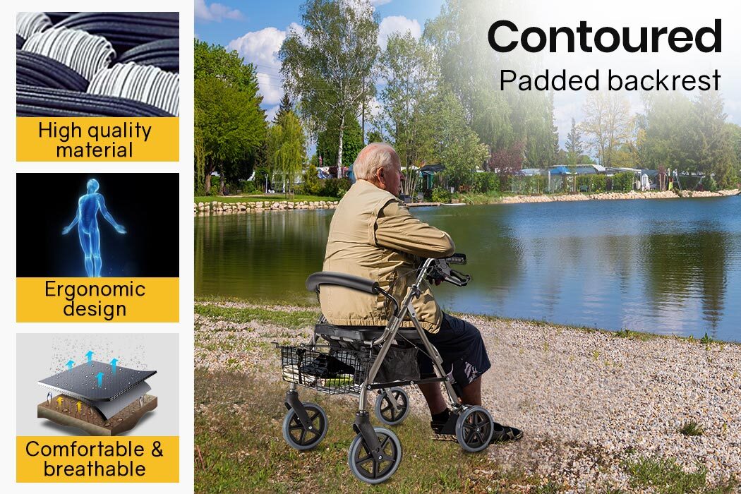 Foldable rollator for outdoor & indoor use. Versatile walking frame mobility aid, 9.7kg lightweight design. Breakthrough mobility - shop now!