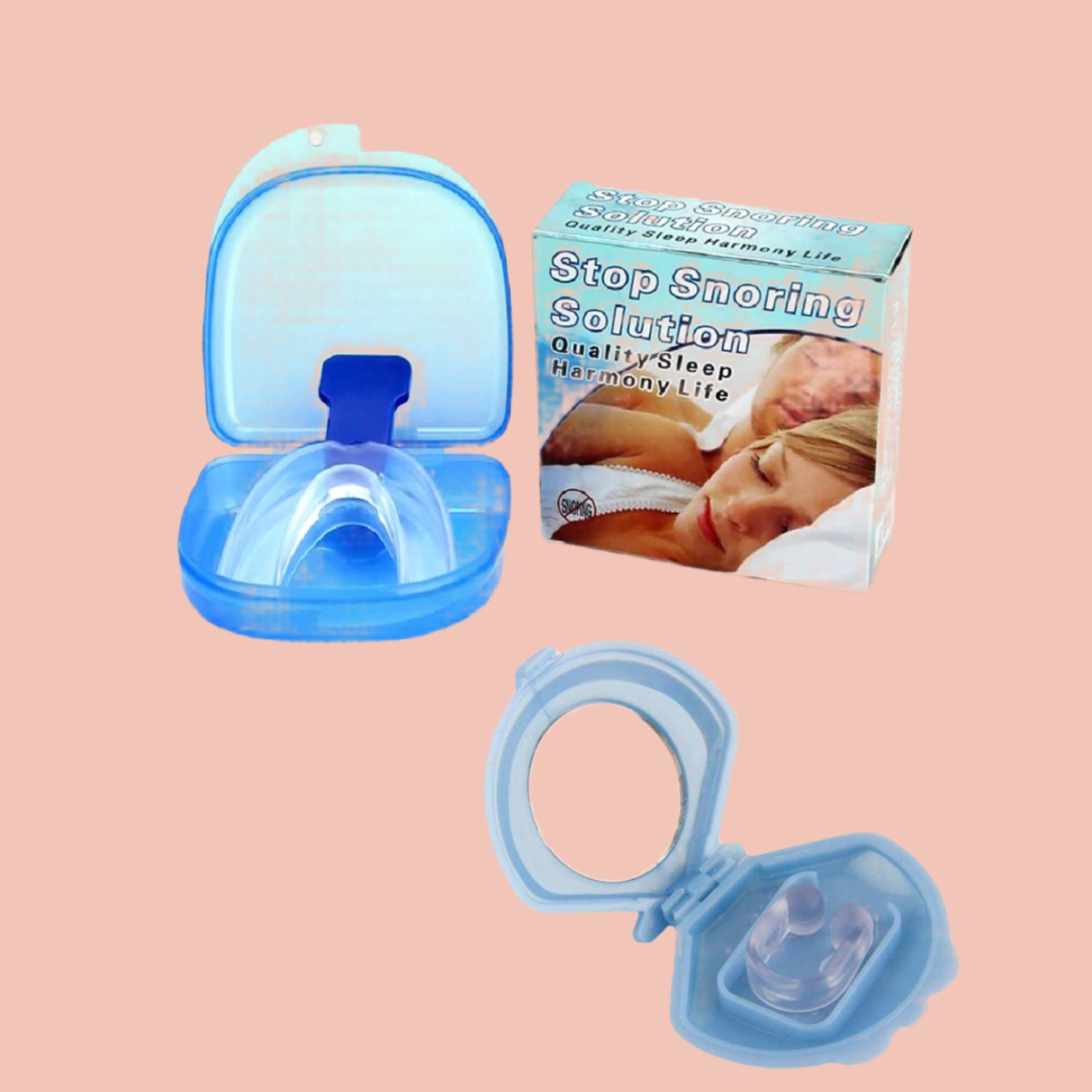 Mouthguard Mouthpiece + Nose Clip Anti Snoring Aid Sleep Breathing Device