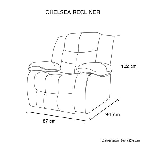 Chelsea 1R Seater Finest Leatherette Recliner Feature Console LED Light Ultra Cushioned