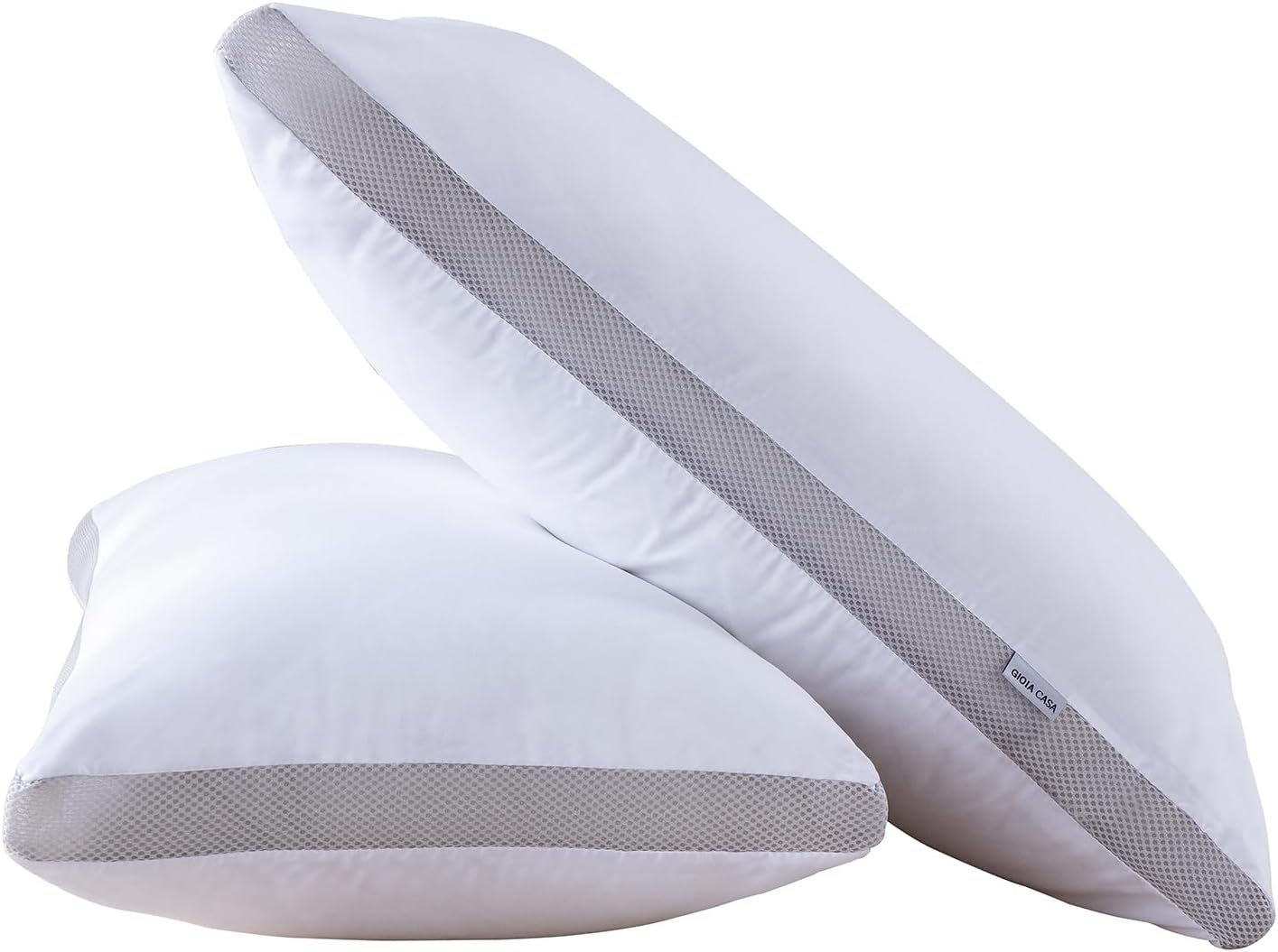 Two bamboo cooling white pillows 