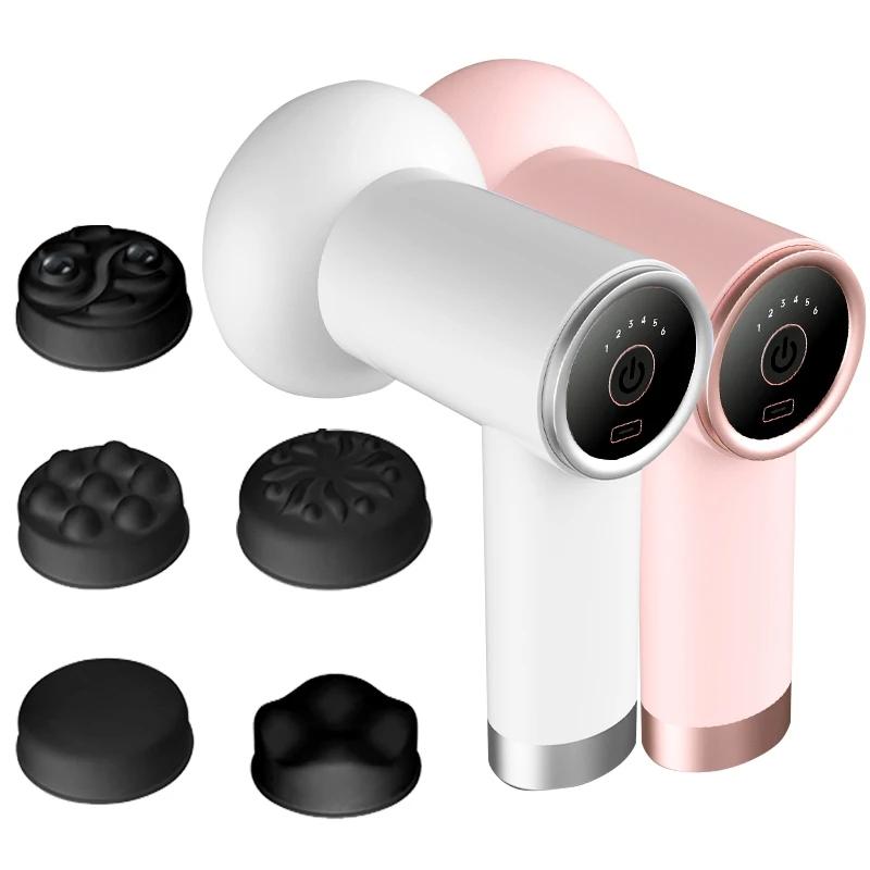 Pink or White Handheld massage gun with 5 heads in pink. Body contouring & fat pushing therapy, compact 0.7kg. Australian owned store - fast localised delivery!