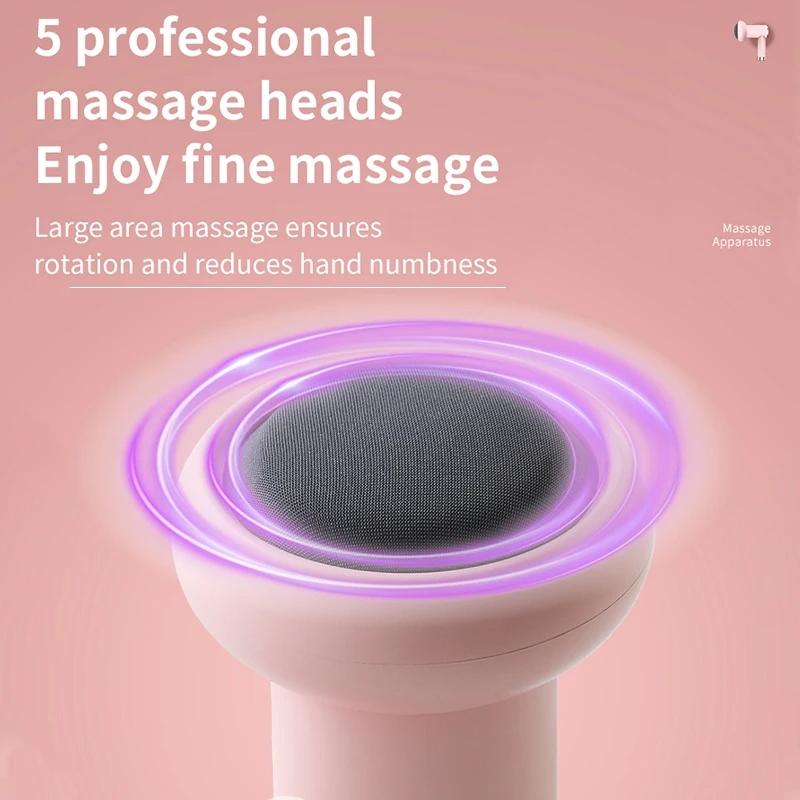 5-Head Handheld Massage Gun For Fat Pushing - Pink