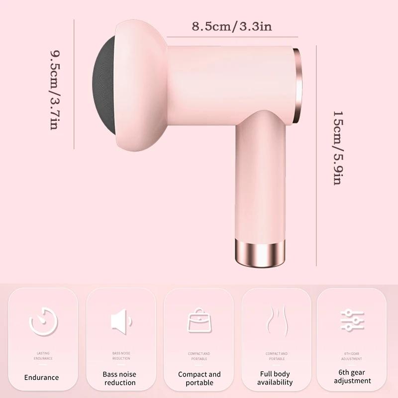 5-Head Handheld Massage Gun For Fat Pushing - Pink