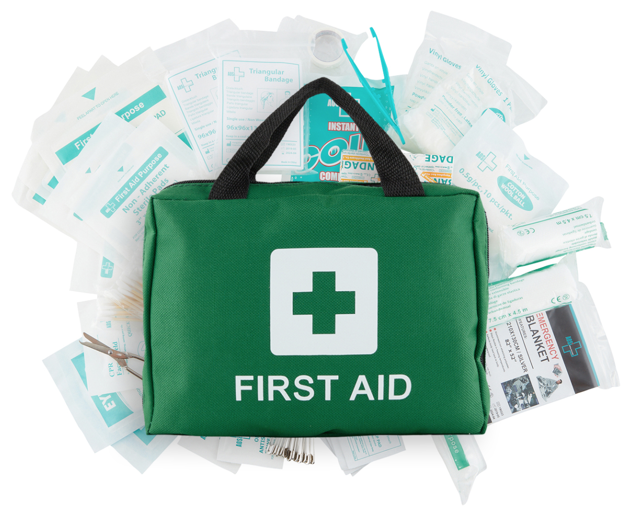 210 PCS Green with handle Emergency First Aid Kit Medical Travel Set Workplace Family Safety AU