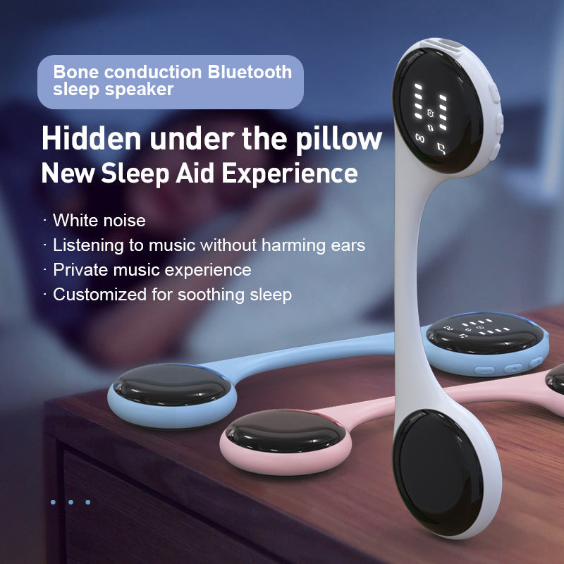 Under-Pillow Bone Conduction Sleep Speaker - Bluetooth 5.4, White Noise, TF Card, LED Display & Timer(Pink)