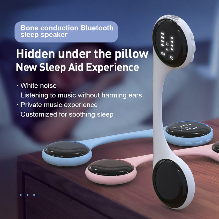 Under-Pillow Bone Conduction Sleep Speaker - Bluetooth 5.4, White Noise, TF Card, LED Display & Timer(Pink)