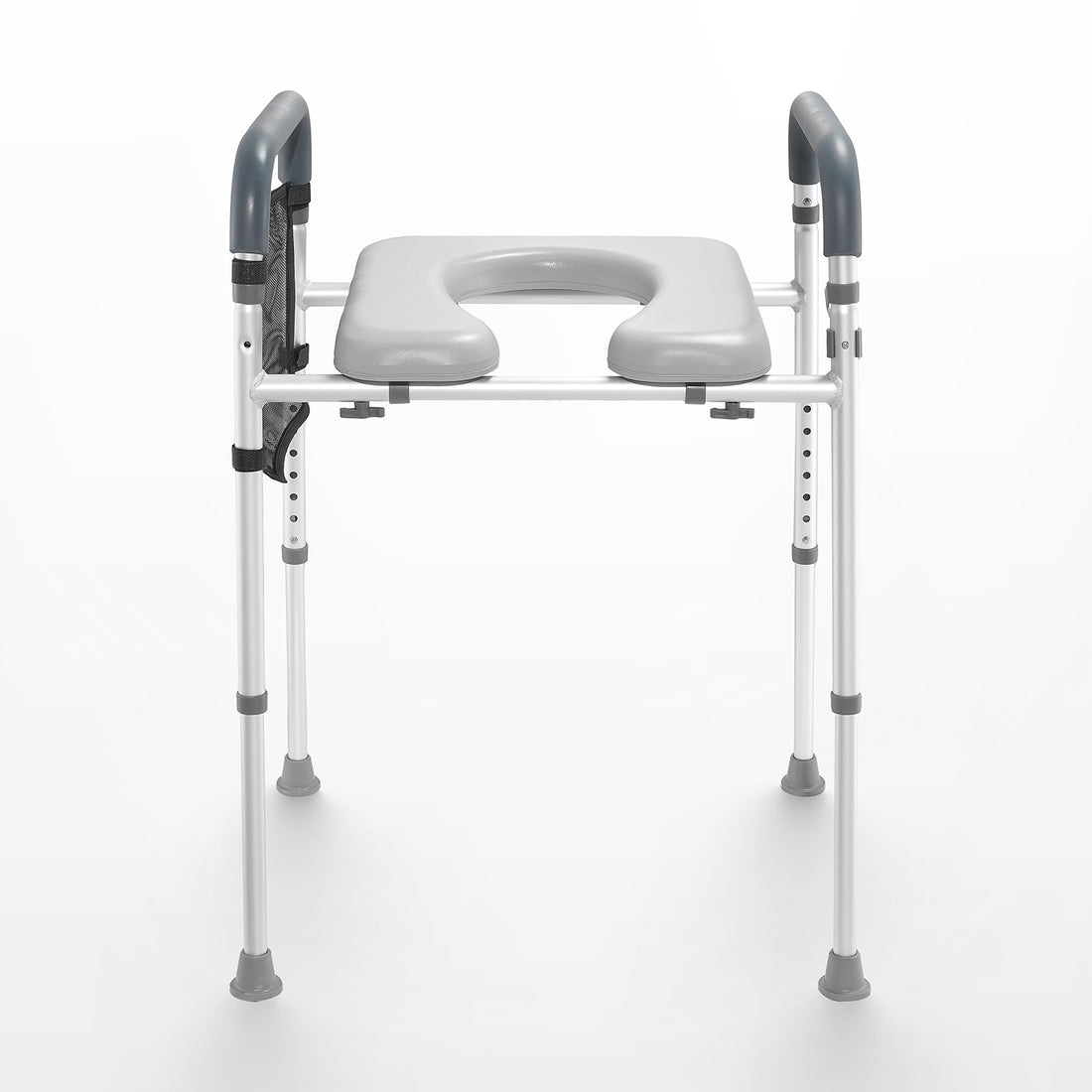 VEVOR Raised Toilet Seat, 7-Position Height Adjustment 655-805 Mm, 158.7 kg Weight Capacity, with Comfort Padded Aluminum Frame, Universal Toilet Seat Riser, for Elderly, Handicap, Pregnant, Medical